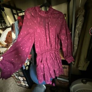 Elegant magenta Holiday dress with ruffles size large